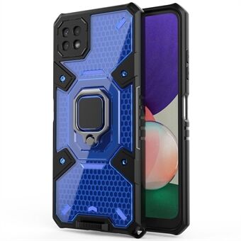 För Samsung Galaxy A22 5G (EU-version) Ring Kickstand Stötsäkert telefonfodral Hård PC Mjuk TPU Dual Layer Hybrid Cover