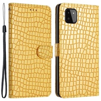 För Samsung Galaxy A22 5G (EU-version) Läderplånbok Telefonfodral Crocodile Texture Stand Flip Cover med rem