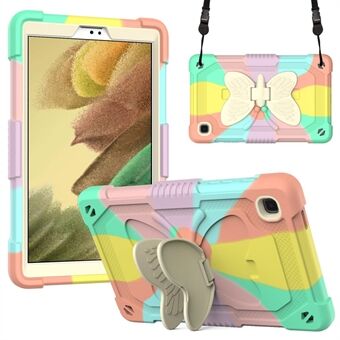 Butterfly Shape Kickställ Design Färg Kontrast Tablett Fodral med axelrem för Samsung Galaxy Tab A7 Lite 8,7-tum