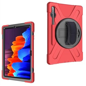 För Samsung Galaxy Tab S7+ / S8+ T970 / X800 / S7FE T730 / S9 + X810 / S9 FE+ X610 360° Vridbart Ställ PC + Silikonfodral till surfplatta.