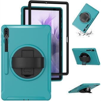 För Samsung Galaxy Tab S7 FE T730/T735/T736B/T736N 360° Roterande Kickstand PC + TPU droppsäkert tablettfodral med praktisk rem