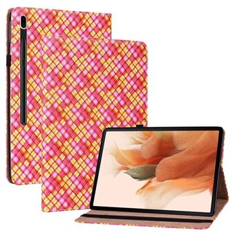 Multi-color Woven Texture Stand Card Slots Funktion Anti-fall PU-läderfodral + TPU Innerfodral för Samsung Tab S7 Plus SM-T970/S7 FE SM-T730/SM-T736B