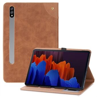 För Samsung Galaxy Tab S7 Plus/S8+/S7 FE 12,4 tums skyddande Retro Folio Flip Cover Scratch stötsäkert tabletfodral med Stand/kortplatser Stöd för automatisk väckning/sömn