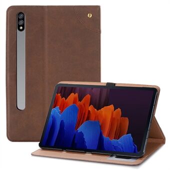 För Samsung Galaxy Tab S7 Plus/S8+/S7 FE 12,4 tums skyddande Retro Folio Flip Cover Scratch Stötsäkert tabletfodral med Stand/kortplatser Stöd för automatisk väckning/sömn