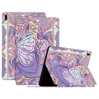 För Samsung Galaxy Tab S7 FE / Tab S7 Plus / Tab S8+ Stötsäkert fodral Butterflytryckt PU-läder surfplatta Stand med automatisk väckning/sömn