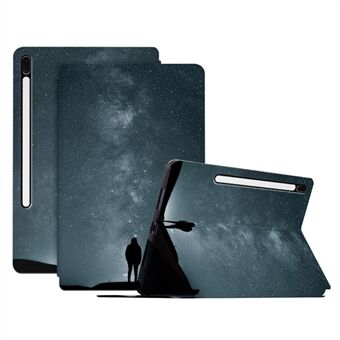 För Samsung Galaxy Tab S7 FE / Tab S7 Plus / Tab S8+ Fodralmönster utskrift PU Läder Flip Cover med Stand