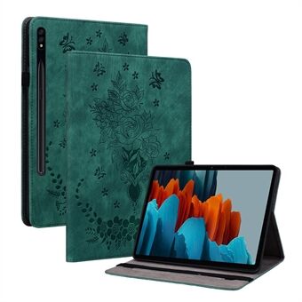 För Samsung Galaxy Tab S7+ / S7 FE / S8+ tryckt skal med pennhållare PU- Stand Tabletfodral