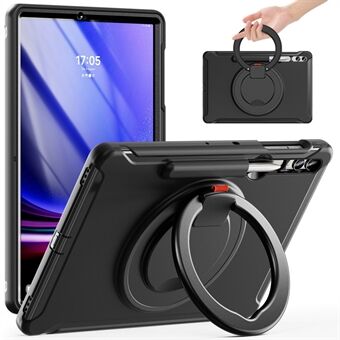 För Samsung Galaxy Tab S7+ T970 / Tab S7 FE T730 / Tab S8+ X800 / Tab S9+ X810-fodral i PC+TPU med roterande stöd och penna hållare.