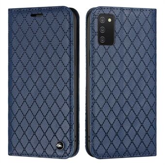 För Samsung Galaxy A03s (166,5 x 75,98 x 9,14 mm) RFID-blockerande plånboksfodral i PU-läder med litchi-textur, rhomb-usprägling, ståfunktion och skydd mot fall.