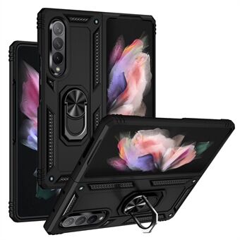 Ring Kickstand Design Anti-fall PC + TPU + Metal Hybrid Phone Cover Shell för Samsung Galaxy Z Fold3 5G