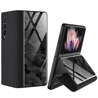 PU-läder + härdat glas + PC-telefonfodral mönster tryckt Snyggt skyddande skal för Samsung Galaxy Z Fold3 5G