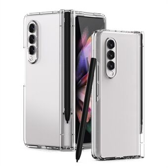 PU-läderbelagd PC-gångjärnsfodral Folio Flip Full Protection Telefonfodral med pennhållare och skärmskydd i härdat glas för Samsung Galaxy Z Fold3 5G