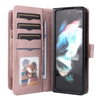 För Samsung Galaxy Z Fold3 5G KT Multifunktionell Series-1 Fallbeständig 10 kortplatser Design Vikbart Stand Läder Telefonskydd Plånboksskal