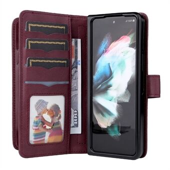 För Samsung Galaxy Z Fold3 5G KT Multifunktionell Series-1 Fallbeständig 10 kortplatser Design Vikbart Stand Läder Telefonskydd Plånboksskal