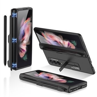 GKK Fullskydd Magnetisk Absorption Scharnier Hårt PC-vikbart Telefonfodral med Stöd och Pennfack för Samsung Galaxy Z Fold3 5G.