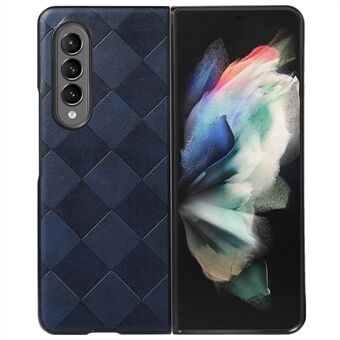 Grid Texture Phone Case för Samsung Galaxy Z Fold3 5G, PU-läderbelagd PC + TPU Hybrid Cover Shell