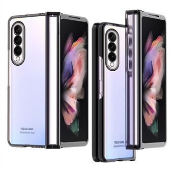 För Samsung Galaxy Z Fold3 5G Transparent PC-hårdtelefonfodral Galvaniseringsskydd med sidogångjärnsskydd