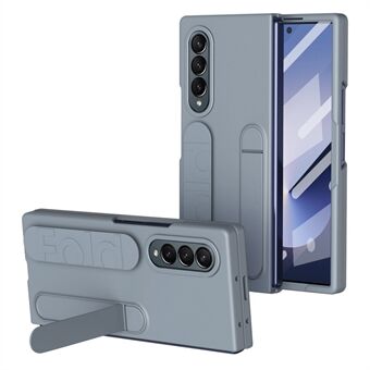 För Samsung Galaxy Z Fold3 5G Fodral med Härdat Glas Film Ställ Wristband PC+Silikon Telefon Fodral