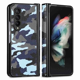 Skyddande hopfällbart telefonfodral för Samsung Galaxy Z Fold3 5G, kamouflagemönster Anti-drop PU-läderbelagt PC-fodral