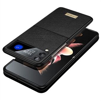 SULADA För Samsung Galaxy Z Flip3 5G Litchi Texture Folding Telefonskydd PU Läderbeläggning PC TPU Bottenfodral