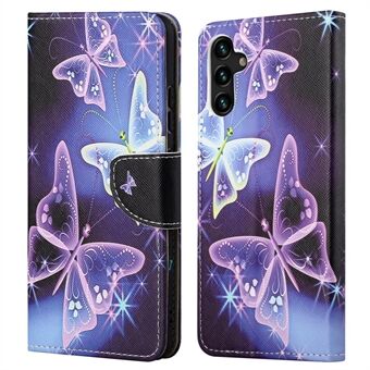 Mönsterutskrift Cross Texture PU Läder Telefon Stand Fodral Skyddsfodral för Samsung Galaxy A13 5G / A04s 4G (164,7 x 76,7 x 9,1 mm)