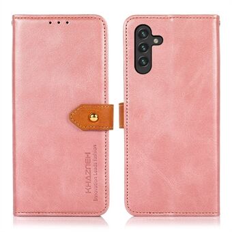 KHAZNEH PU Läder Stand Magnetisk guldlås Folio Cover TPU Stötsäkert interiörfodral för Samsung Galaxy A13 5G / A04s 4G (164,7 x 76,7 x 9,1 mm)