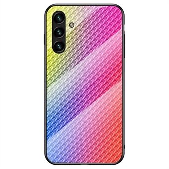 Kolfiberstruktur Baksida av härdat glas Flexibel TPU hård PC Anti- Scratch Anti-dropp skyddsfodral för Samsung Galaxy A13 5G - Färgglad fiber