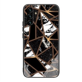 Marmormönster baksida i härdat glas + mjuk TPU Scratch skyddsfodral för Samsung Galaxy A13 5G