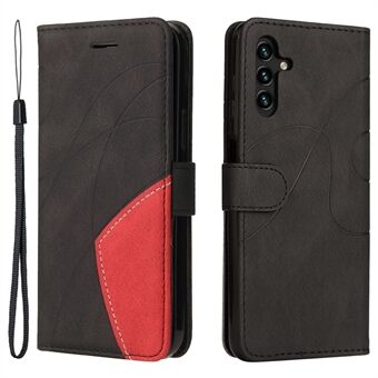 KT Leather Series-1 Dubbelfärgad skarvning av PU-läder + TPU- Stand med handrem för Samsung Galaxy A13 5G / A04s 4G (164,7 x 76,7 x 9,1 mm)