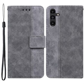 För Samsung Galaxy A13 5G / A04s 4G (164,7 x 76,7 x 9,1 mm) Geometri Imprinting PU-läder + TPU-telefonfodral Stand med handrem