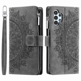 För Samsung Galaxy A13 4G / 5G / A04s 4G (164,7 x 76,7 x 9,1 mm) Mandala Flower Imprinted PU Leather+TPU Telefonfodral Stand med flera kortplatser Blixtlåsficka Plånboksfodral