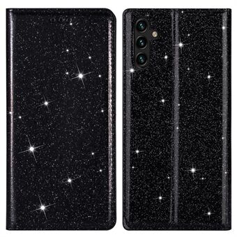 För Samsung Galaxy A13 5G Sparkle Glitter PU-läder Flip-fodral Automatisk magnetiskt stängt Stand Korthållare Smal telefonskal