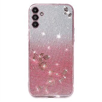 Telefonskal för Samsung Galaxy A13 5G, Gradient Glitter Powder Rhinestone Flower Protective Case