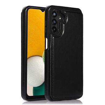 För Samsung Galaxy A13 5G Dubbla magnetiska knappar Kortplatser Kickstand Cover Läderbelagd TPU telefonfodral