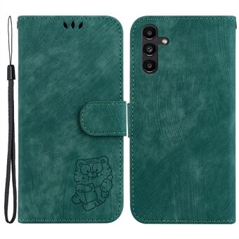 För Samsung Galaxy A13 5G Cute Tiger Imprinted PU-läderfodral Stand Telefonfodral