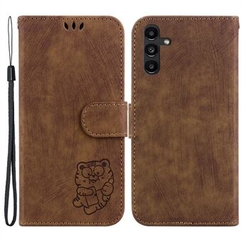 För Samsung Galaxy A13 5G Cute Tiger Imprinted PU-läderfodral Stand Telefonfodral