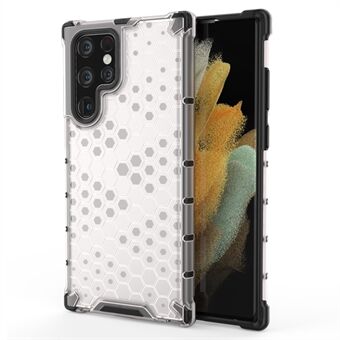 Honeycomb Pattern TPU + PC Hybrid Phone Cover Stötsäkert skyddsfodral för Samsung Galaxy S22 Ultra 5G