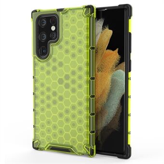 Honeycomb Pattern TPU + PC Hybrid Phone Cover Stötsäkert skyddsfodral för Samsung Galaxy S22 Ultra 5G