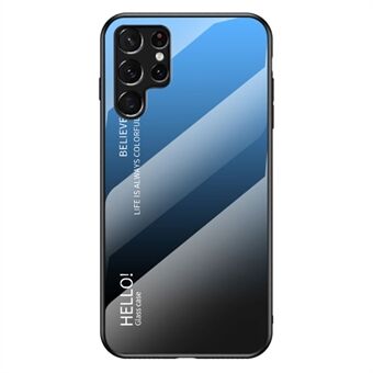 Datorbakpanel i härdat glas + TPU-ram Hybridfodral Gradient Color Telefonskal för Samsung Galaxy S22 Ultra 5G