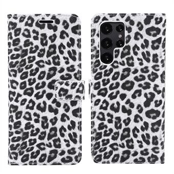 För Samsung Galaxy S22 Ultra 5G Stand Plånbok Design Scratch Leopard Texture Läderfodral Telefon Skyddsfodral