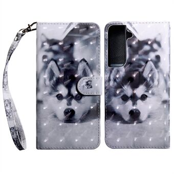 3D Creative Pattern Printing PU Läder Folio Flip Plånboksfodral Stand Magnetisk stängningsfodral med rem för Samsung Galaxy S22 5G