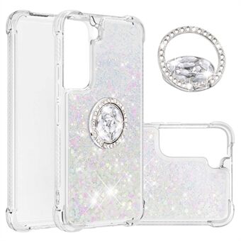 Quicksand Glitter Shiny Rhinestone Ring Kickstand TPU Baksida Telefonfodral för Samsung Galaxy S22 5G