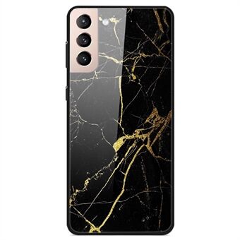 För Samsung Galaxy S22 5G härdat glas Hårt PC Baksida Skalmönster Utskrift Anti- Scratch TPU kantfodral