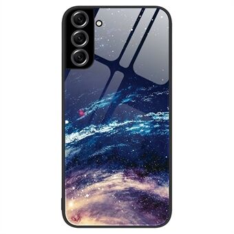 För Samsung Galaxy S22 5G mönsterutskrift Skyddsfodral härdat glas + PC-baksida TPU-ram Stötsäkert telefonfodral