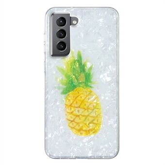 För Samsung Galaxy S22 5G TPU Skalmönster Telefonfodral Marble Flower IMD Skyddsfodral