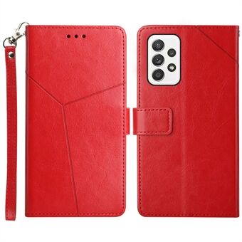 Tryckta Y-formade linjer Magnetisk PU-läder Telefonfodral Stand Flip Wallet Telefonskal med rem för Samsung Galaxy A33 5G