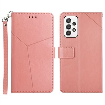 Tryckta Y-formade linjer Magnetisk PU-läder Telefonfodral Stand Flip Wallet Telefonfodral med rem för Samsung Galaxy A33 5G