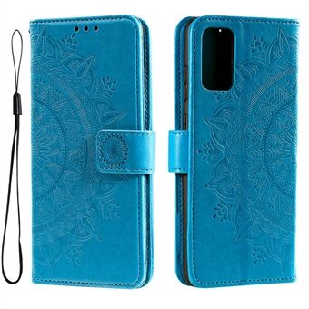 För Samsung Galaxy A33 5G Imprinted Mandala Flower PU Läder Telefonfodral Stand Design Flip Cover med rem