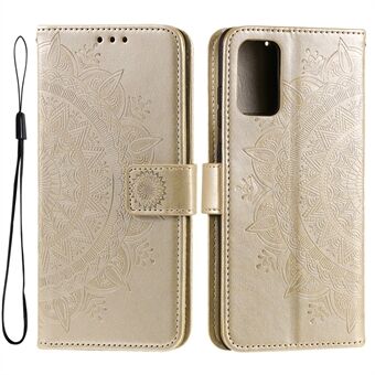 För Samsung Galaxy A33 5G Imprinted Mandala Flower PU Läder Telefonfodral Stand Design Flip Cover med rem