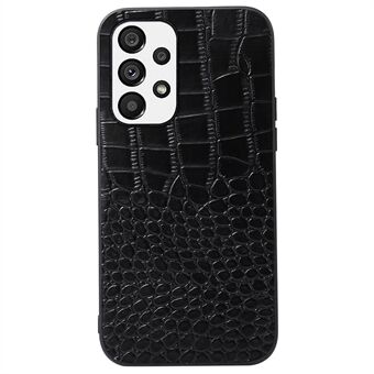 För Samsung Galaxy A33 5G Crocodile Texture Äkta kohudsläderbeläggning Drop-proof Hybrid PC + TPU-fodral